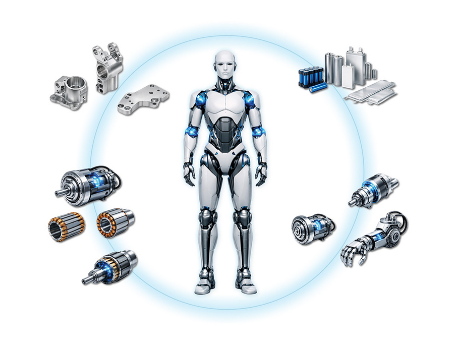 Humanoid robot with individual parts
