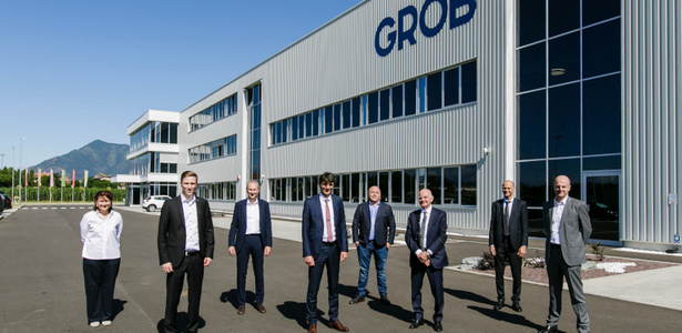 GROB delegation in front of GROB plant in Italy